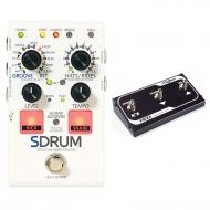 DigiTech SDRUM Auto drummer Guitar Pedal Stompbox sized Drum Machine with Automatic Accompaniment Creation Bundle with DigiTech FS3X Three Function Foot Switch
