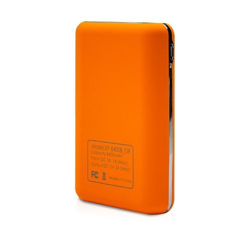  Digital2 D2 Portable USB Battery 8400 mAh with built in LED flashlight and Dual Charging Capability - Orange (EP-8400B_OR)