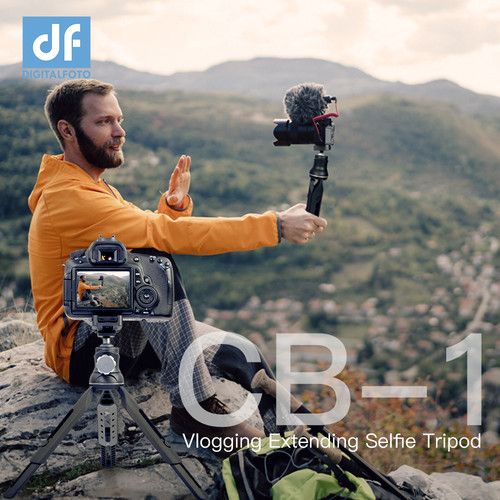  DigitalFoto Solution Limited CB-1 Vlogging Selfie Stick Tabletop Tripod with Folding Smartphone Clip