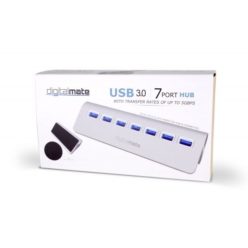 아디다스 Digitalmate 7 Port High-Speed 3.0 USB Powered Multi Hub Splitter for Mac, Windows or Linux