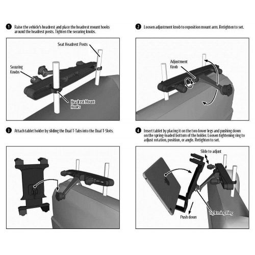  DigitlMobile Digitl Headrest Tablet Car Mount Backseat Holder for Lenovo Tab, Miix, Flex, ThinkPad wAnti-Vibration Rear Seat Swivel Cradle (use with or Without case)