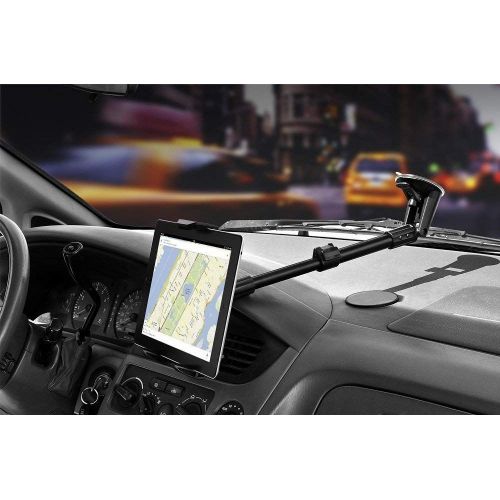  DigitlMobile Robust Windshield Tablet Car Mount or Truck Mount Window Holder and Adjustable Arm Extender for Lenovo Flex Tablet wAnti-Vibration Swivel Lock Cradle (use with or wit