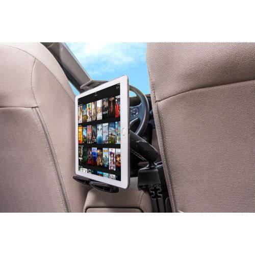  DigitlMobile Premium Tablet Car Mount Backseat or Front Seat Holder Wedge Console for Google Wand Chromebook Tablet wAnti-Vibration Swivel Cradle (with or Without case)