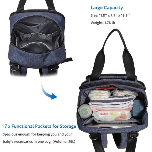  [아마존베스트]Dikaslon Diaper Bag Backpack Large Capacity Nappy Baby Bags with Insulated Pockets and Changing Pad Waterproof Unisex Travel Back Pack for Mom and Dad Blue