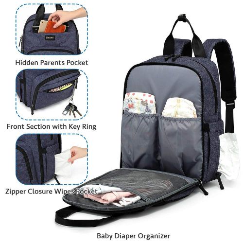  [아마존베스트]Dikaslon Diaper Bag Backpack Large Capacity Nappy Baby Bags with Insulated Pockets and Changing Pad Waterproof Unisex Travel Back Pack for Mom and Dad Blue