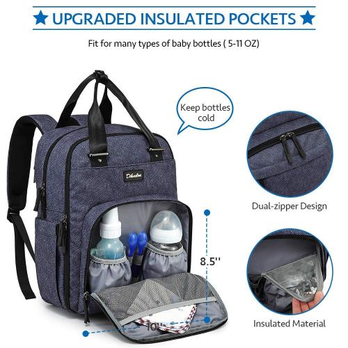  [아마존베스트]Dikaslon Diaper Bag Backpack Large Capacity Nappy Baby Bags with Insulated Pockets and Changing Pad Waterproof Unisex Travel Back Pack for Mom and Dad Blue