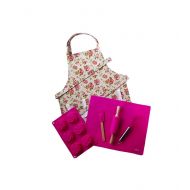 Pink Kids Baking Set with Matching Personalized Floral Apron by Dikor