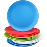 [아마존베스트]DilaBee Set of 12  Plastic Kids Plates - 9 Inch Kid Plates - Reusable Kids plate  Dinner Plastic Plates for Kids - BPA Free Food Safe Kids Dishes- Assorted Colors kid Plates - Microwave