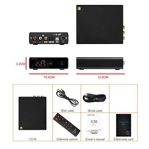  [아마존베스트]Dilvpoetry Topping E30 USB DAC AK4493 Chip Optical Coaxial HiFi Audio DAC DSD512 768kHz Mini Desktop Decoder DAC with Remote Control(Black)