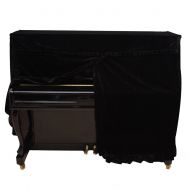 Dilwe Upright Piano Cover, Colorfast Pleuche Full Piano Dust Proof Decorated Cover(Black)