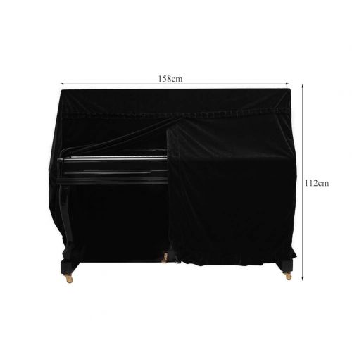  Dilwe Upright Piano Cover, Colorfast Pleuche Full Piano Dust Proof Decorated Cover(Black)
