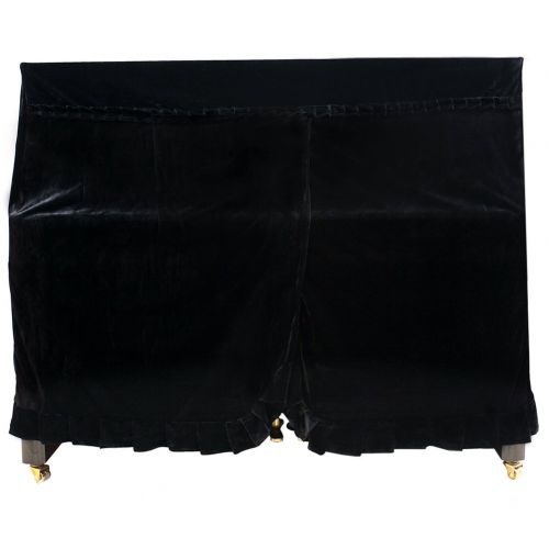  Dilwe Upright Piano Cover, Colorfast Pleuche Full Piano Dust Proof Decorated Cover(Black)