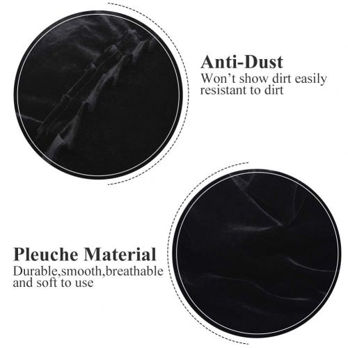  Dilwe Upright Piano Cover, Colorfast Pleuche Full Piano Dust Proof Decorated Cover(Black)