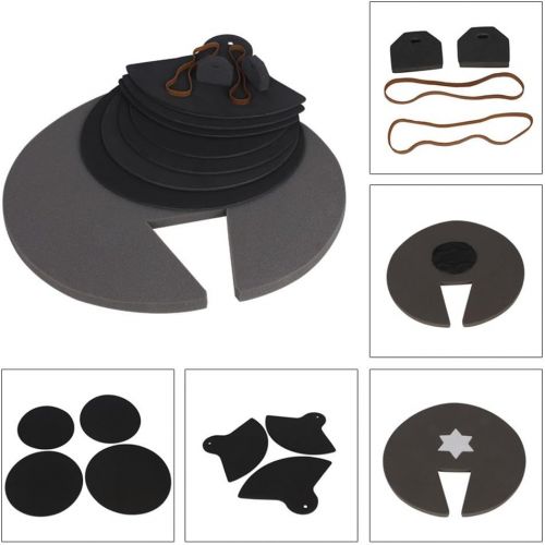  Dilwe Drum Mutes, Rubber Pad Mute Silencer for Drum Kit Practice with Cymbal Mutes Stretch Bands Fixed Feet