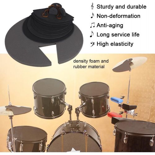  Dilwe Drum Mutes, Rubber Pad Mute Silencer for Drum Kit Practice with Cymbal Mutes Stretch Bands Fixed Feet