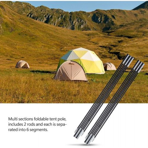  Dilwe Camping Tent Pole, Folding 6 Sections Fibreglass Tent Pole Support Tent Tarp Awning Frames Replacement Sun Rain Shelter for Hiking Camping