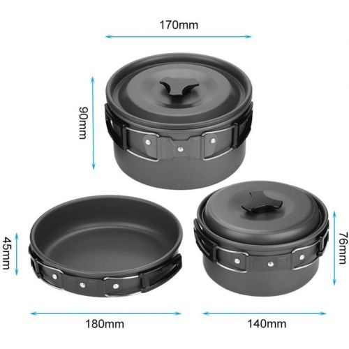  Dilwe Camping Cooking Set, Aluminum Alloy Cookware Mess Kit with Cooking Bowl Pot Pan for Camping Picnic