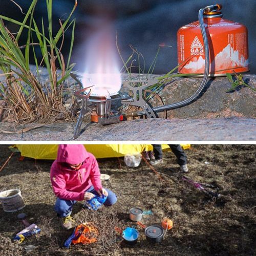  Dilwe Stove Burner Durable Aluminum Alloy Portable Camping Gas Stove Folding Stove with Convenient Piezo Ignition
