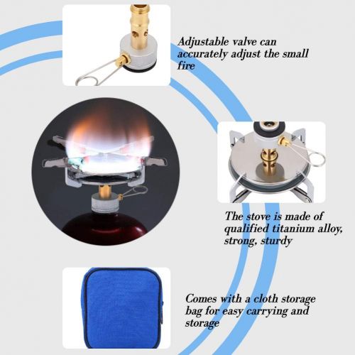  Dilwe Camping Gas Stove, Hiking Stove Titanium Alloy Ultralight Portable Folding Backpacking Gas Stove Hiking Burner Equipment