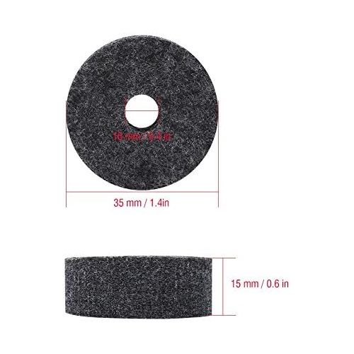  [아마존베스트]Dilwe Pack of 10Sink Flet Pad, Washers, Percussion Drum Felt Disc Pad, grey