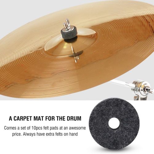  [아마존베스트]Dilwe Pack of 10Sink Flet Pad, Washers, Percussion Drum Felt Disc Pad, grey