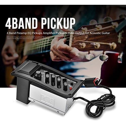  [아마존베스트]Dilwe Acoustic Guitar Pickup 4-Band Preamp EQ Pickup Preamp Pickup 6.5MM Output