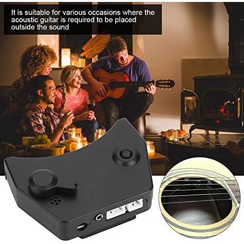  [아마존베스트]Dilwe Acoustic Guitar Preamp Pickup Guitar Soundhole Preamp with Bridge Transducer Piezo Cable Pickup Resonance Box Mic (Black)