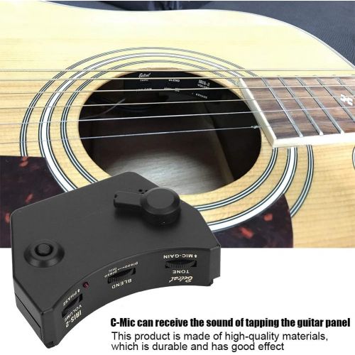  [아마존베스트]Dilwe Acoustic Guitar Preamp Pickup Guitar Soundhole Preamp with Bridge Transducer Piezo Cable Pickup Resonance Box Mic (Black)