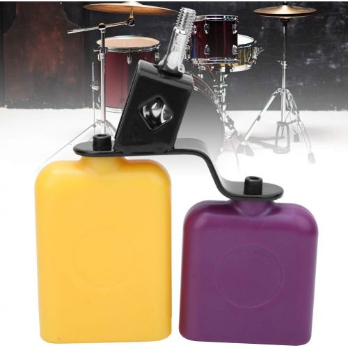  [아마존베스트]Dilwe Cow Bell, ABS Square Woodfish, Cow Bell High & Low Pitch Cattle Percussion Instrument, Yellow & Purple