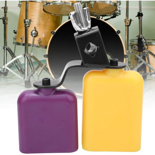  [아마존베스트]Dilwe Cow Bell, ABS Square Woodfish, Cow Bell High & Low Pitch Cattle Percussion Instrument, Yellow & Purple