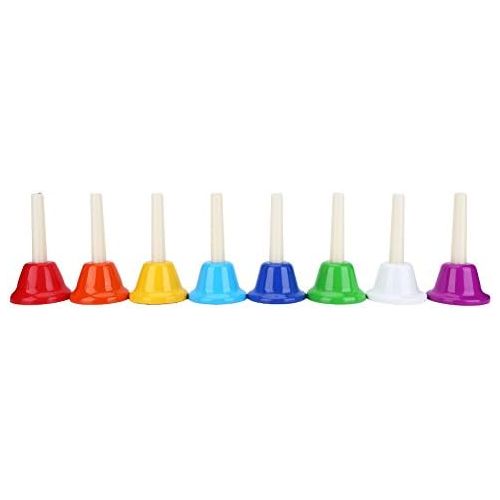  [아마존베스트]Dilwe Handbells Colourful 8 Note Metal Diatonic Hand Bell Set for Children Music Early Education Brain Development Game Playing