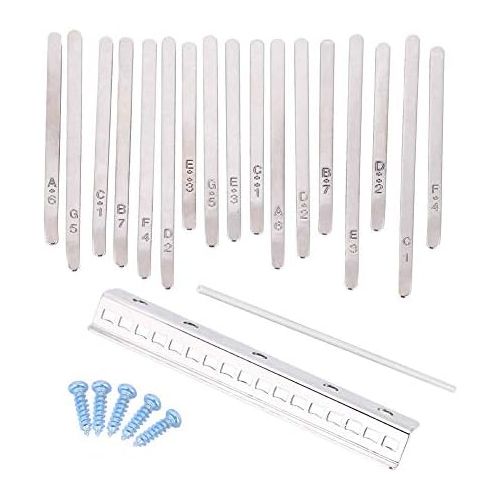  [아마존베스트]Dilwe Thumb Piano Keys Set Kit, Bridge Saddle and 17 Stainless Steel Buttons for Kalimba Thumb Piano DIY Parts