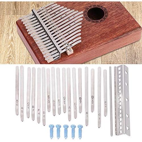  [아마존베스트]Dilwe Thumb Piano Keys Set Kit, Bridge Saddle and 17 Stainless Steel Buttons for Kalimba Thumb Piano DIY Parts