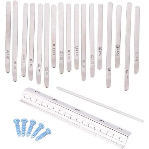  [아마존베스트]Dilwe Thumb Piano Keys Set Kit, Bridge Saddle and 17 Stainless Steel Buttons for Kalimba Thumb Piano DIY Parts