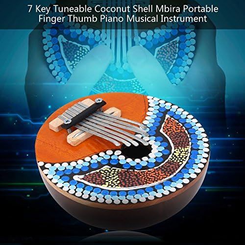  [아마존베스트]Dilwe Thumb Piano, 7Keys Coconut Shell Portable Thumb Piano Tuning Kalimba Mbira African Finger musical instrument for Kids Adults