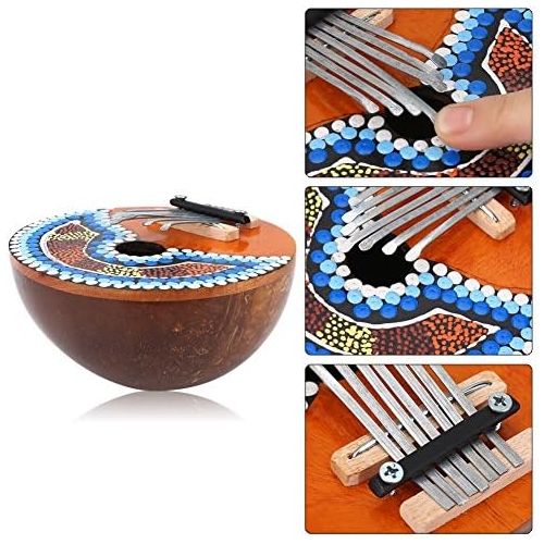  [아마존베스트]Dilwe Thumb Piano, 7Keys Coconut Shell Portable Thumb Piano Tuning Kalimba Mbira African Finger musical instrument for Kids Adults