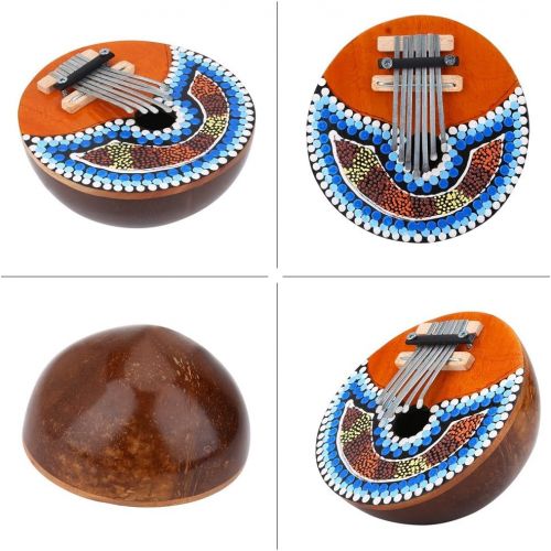  [아마존베스트]Dilwe Thumb Piano, 7Keys Coconut Shell Portable Thumb Piano Tuning Kalimba Mbira African Finger musical instrument for Kids Adults