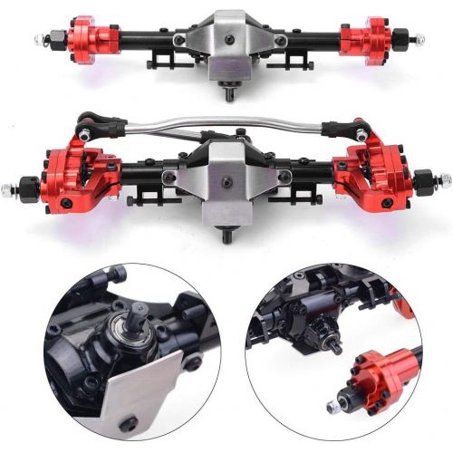  Dilwe Metal RC Front and Rear Axle Assembly Compatible with Axial SCX10 II 90046 90047 1/10 RC Car