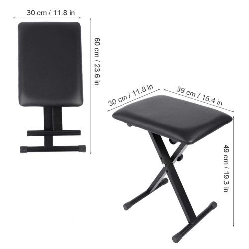  Dilwe Keyboard Piano Bench, Height Adjustable Keyboard Piano Bench Stool Folding Padded Portable Seat Chair