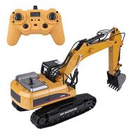 Dilwe Remote Control Excavator RC Engineering Vehicle, 2.4G 1:14 Scale 3 in 1 RC Electric Model Excavator Engineering Construction Vehicle Toy Car for Children Kids