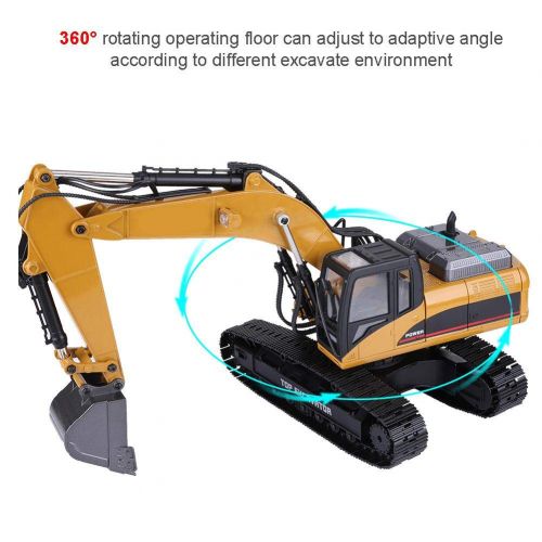  Dilwe Remote Control Excavator RC Engineering Vehicle, 2.4G 1:14 Scale 3 in 1 RC Electric Model Excavator Engineering Construction Vehicle Toy Car for Children Kids