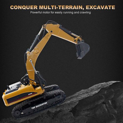  Dilwe Remote Control Excavator RC Engineering Vehicle, 2.4G 1:14 Scale 3 in 1 RC Electric Model Excavator Engineering Construction Vehicle Toy Car for Children Kids