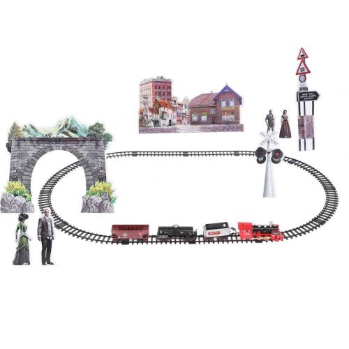  Dilwe RC Railway Set, Electric Smoke Train Toy Remote Control Model Vehicle for Kids Present