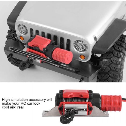  Dilwe RC Car Winch RC Model Vehicle 110 Scale Crawler Car Accessory Metal Winch with Remote Controller