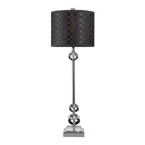  Dimond Lighting Dimond D2161 10-Inch Width by 29-Inch Height Chamberlain Table Lamp in Chrome and Clear Crystal with Laser-cut Grey Faux Silk Shade and Grey Liner