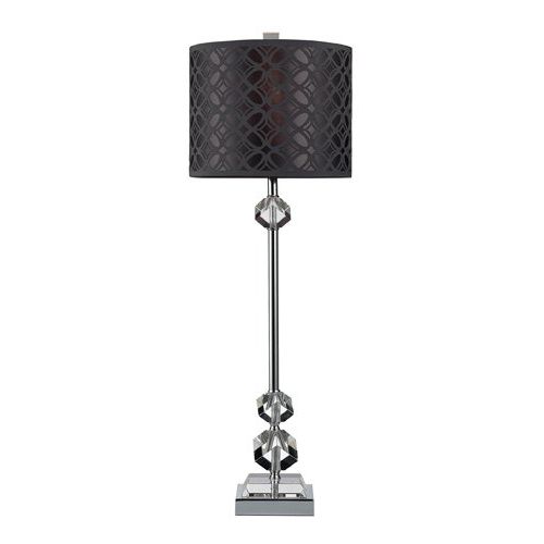  Dimond Lighting Dimond D2161 10-Inch Width by 29-Inch Height Chamberlain Table Lamp in Chrome and Clear Crystal with Laser-cut Grey Faux Silk Shade and Grey Liner
