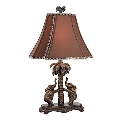  Dimond Lighting D2475 Adams Lane Elephants on Palm Tree Accent Lamp, Bridgetown Bronze