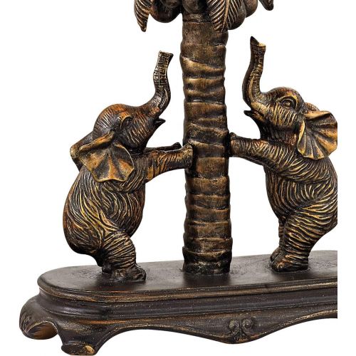  Dimond Lighting D2475 Adams Lane Elephants on Palm Tree Accent Lamp, Bridgetown Bronze