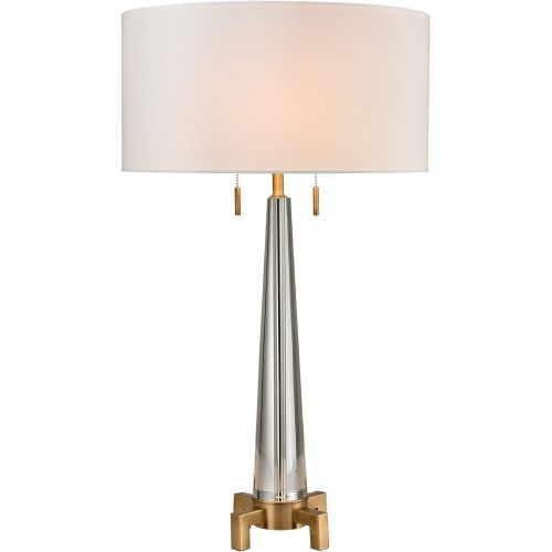  Dimond Lighting D2682 Bedford Crystal Column Table Lamp with Footed Base, Clear, Aged Brass