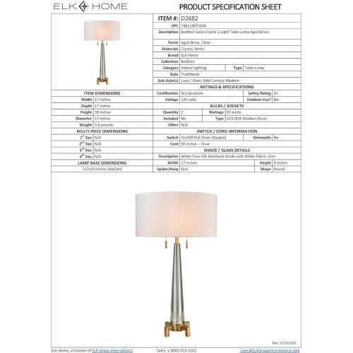  Dimond Lighting D2682 Bedford Crystal Column Table Lamp with Footed Base, Clear, Aged Brass